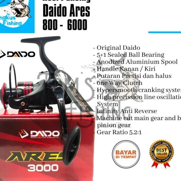 Reel Pancing Daido Ares 1000 - 6000 (5+1 Seal Bearing) One Way