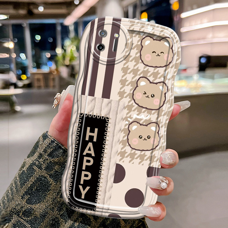 Casing Hp Untuk Realme C11 2020 Case Casing Softcase beruang HP Kesing gelombang transparan trendi p