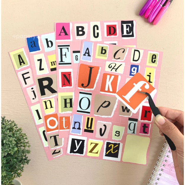 JOURNALING - Sticker Dekorasi Alphabet Huruf Journal Diary Scrapbook