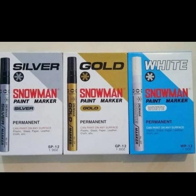 

TERLARIS - spidol snowman paint marker permanent. gold, silver, white,