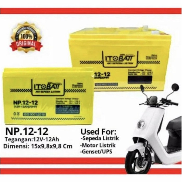 AKI MOTOR LISTRIK ITOBATT NP.12-12 / 12V 12Ah AKI KERING GEL ITOBATT