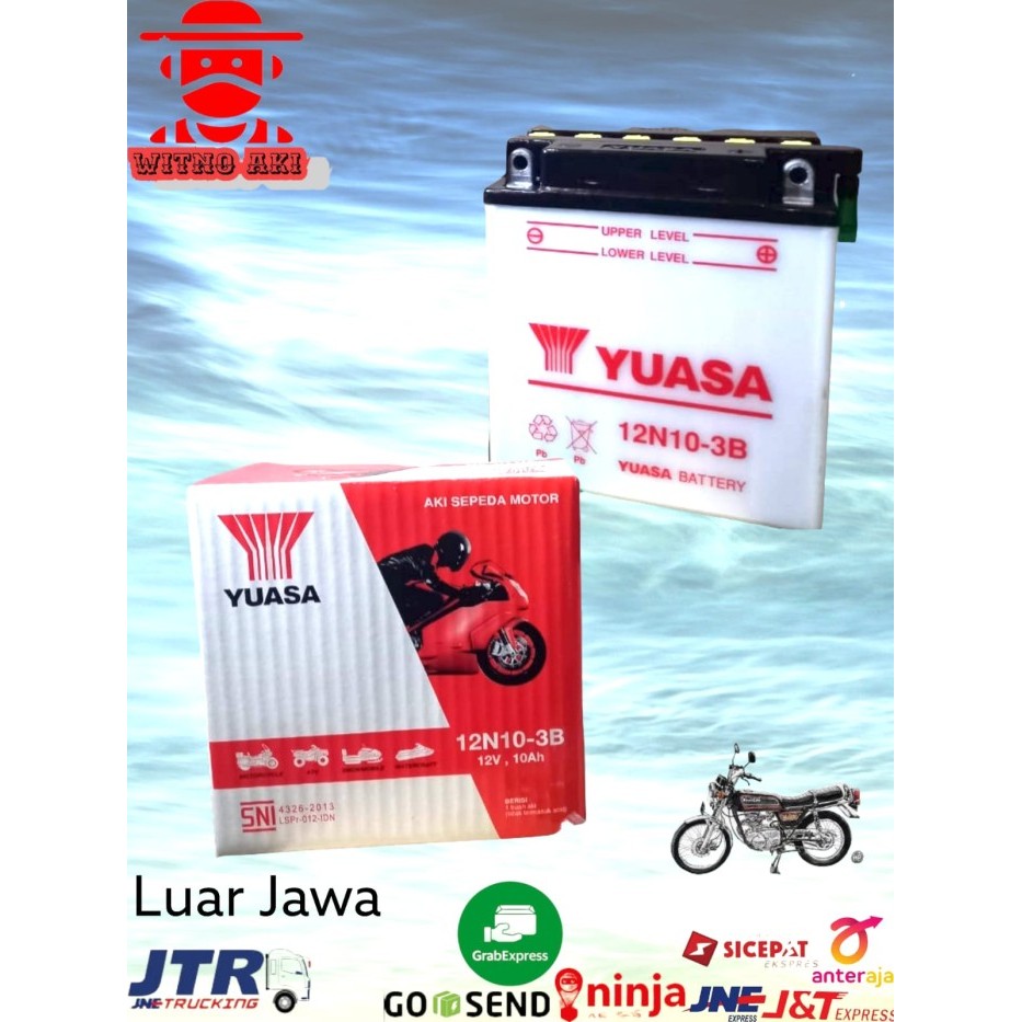 Aki motor yuasa 12n10-3b 12volt 10ah basah