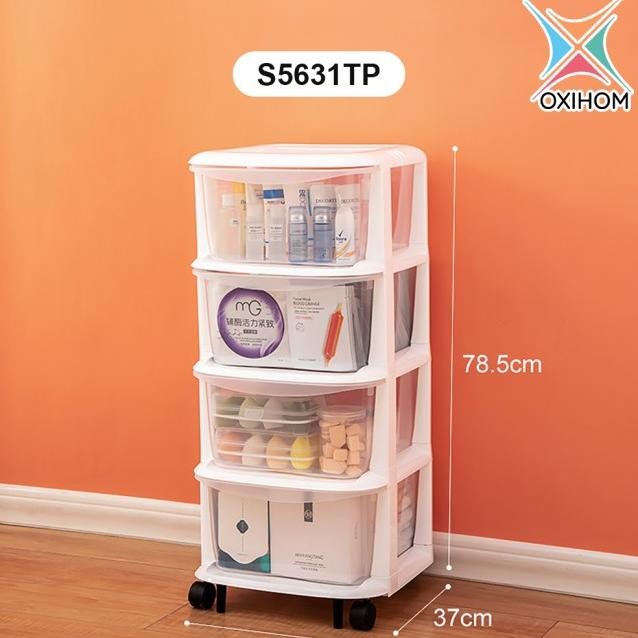 Oxihom Lemari Plastik Susun Laci Plastik Lemari Pakaian Storage Box