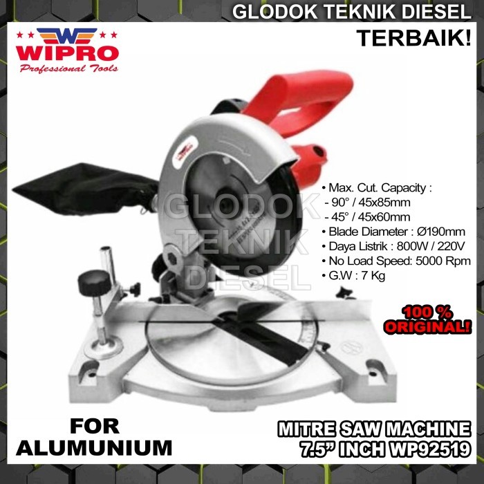 

Mittersaw 7 inch WIPRO Mitersaw Alat Potong Kayu Aluminium Wp 92519