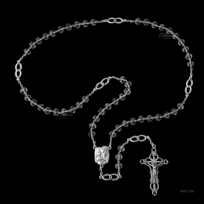 favorit] Rosario Wedding Crystal Briolette 6 Ring Rohani Katolik