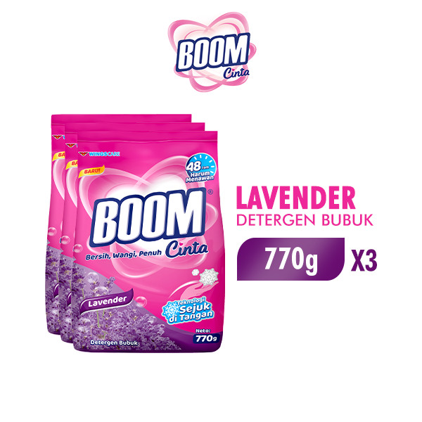 Boom Cinta Deterjen Bubuk Lavender 770 GR x3