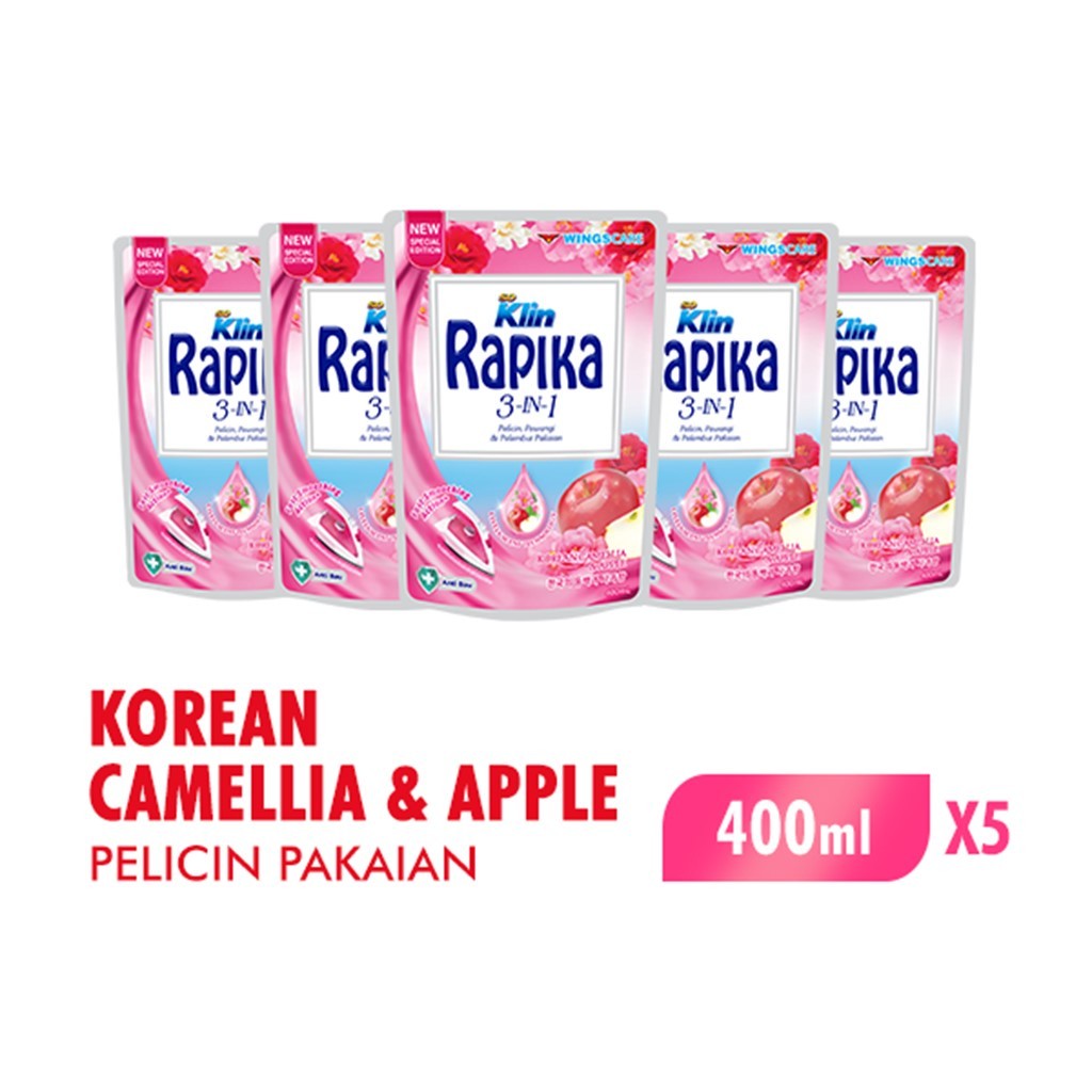 Rapika Pewangi Pakaian Korean Camellia & Apple 300 ml x5 - Gambar 3