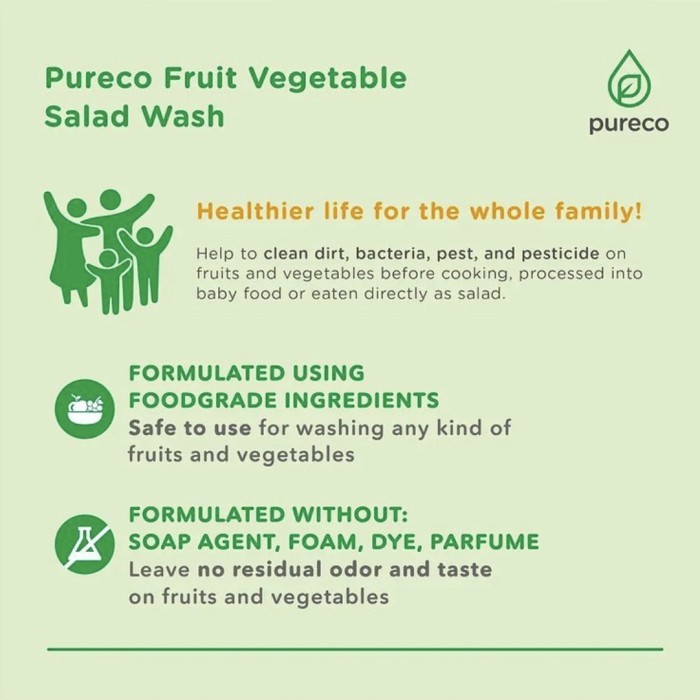 

Pureco Fruit, Vegetable & Salad Wash 500 Ml New