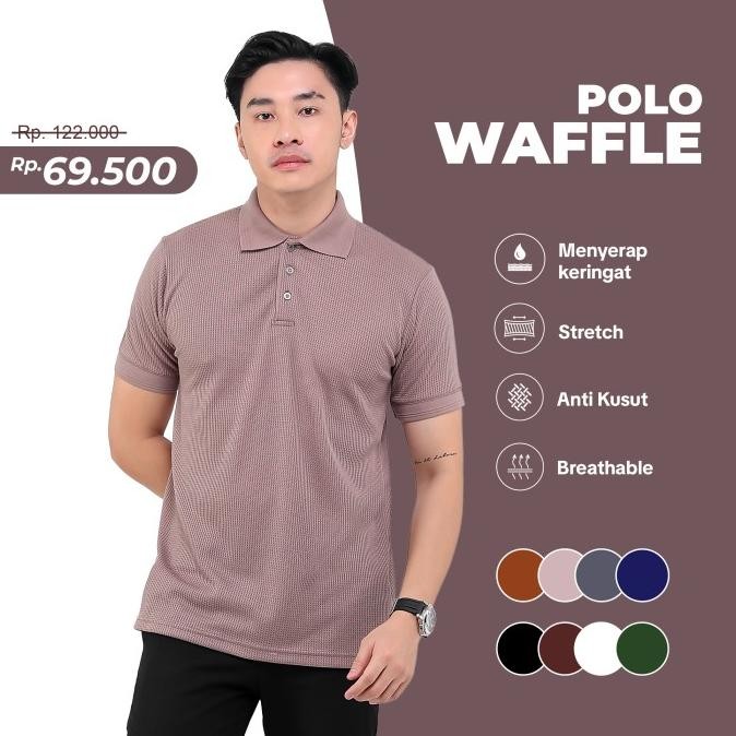 BROGUY KAOS POLO SHIRT PRIA WAFFLE KHAKI