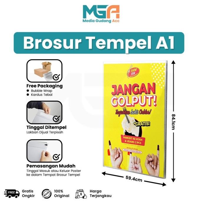 

BEBAS ONGKIR - TEMPAT BROSUR AKRILIK / AKRILIK TEMPEL / SIGN HOLDER AKRILIK A1