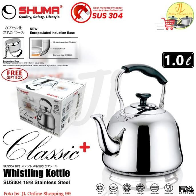 SHUMA Teko bunyi stainless SUS 304 tebal tahan karat 4 L / Whistling kettle classic premium