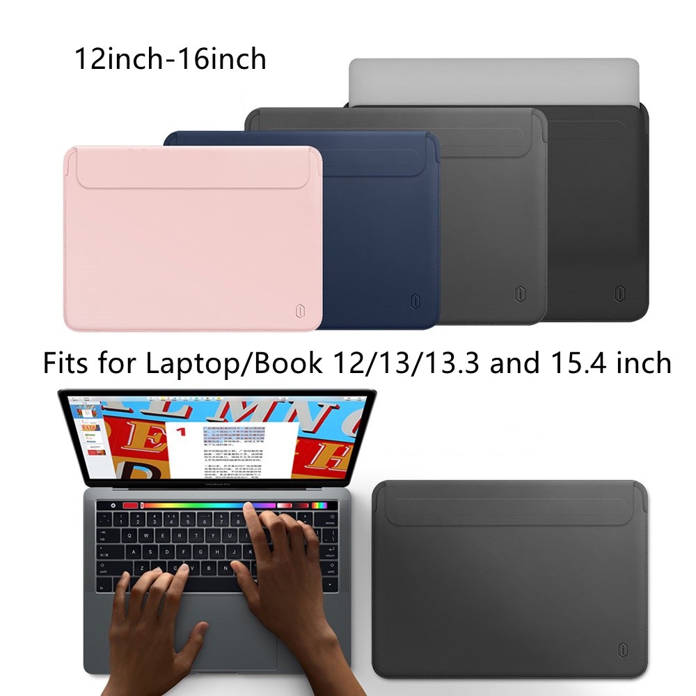

WIWU 2 in1 Sarung Laptop untuk Laptop /Book Air 13 Case Mouse Pads Tahan Air PU Kulit Notebook Bag Case untuk Laptop /Book Pro 13 16: Abu-abu, 15,4 inci |98EF6108|