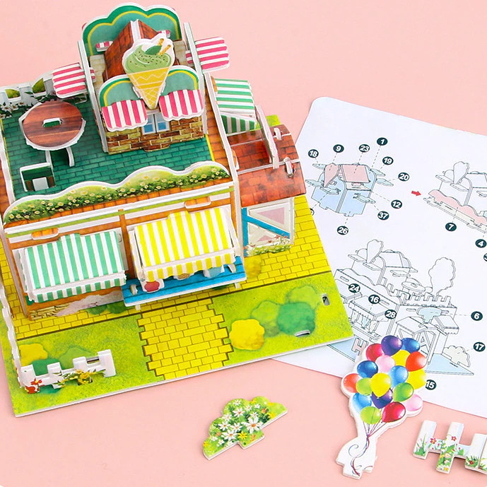 Puzzle 3D House DIY Paper House Paper Foam Puzzle 3D Paper House Mainan Edukasi Anak