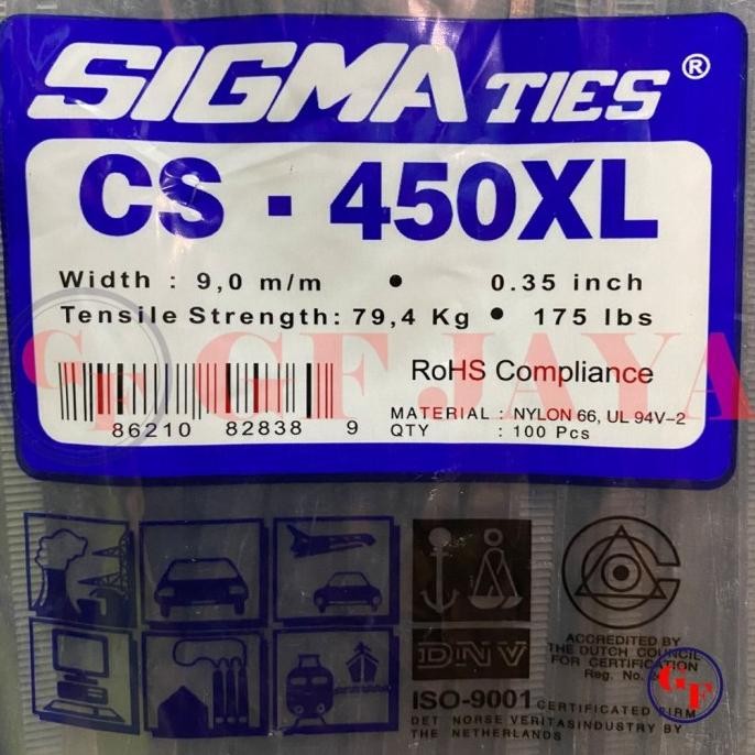 

BEBAS ONGKIR - Kabel Ties / Tis Sigma CS 450 XL / 45cm / 45 cm Hitam / Putih CS450XL