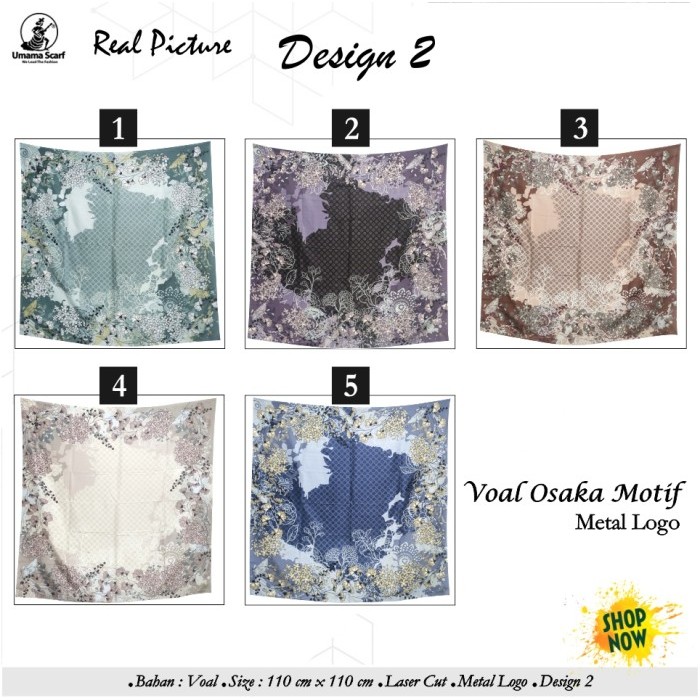 Jilbab Segi Empat Voal Osaka Metal Logo Laser Cut Motif 2 By Umama Ori