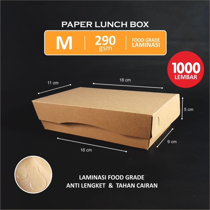 

Paper Lunch Box M Laminasi Kraft Coklat Tebal 290gsm Isi 1000 lembar