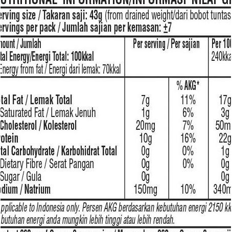 

Ikan Tuna Kaleng Paket 6 Pcs Flakes In Oil Ayam Brand 150Gr