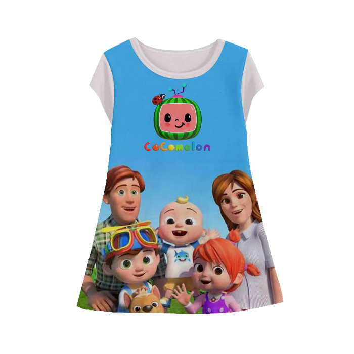 Baju Dress Kartun Anak Lengan Pendek Kartun 3D Printing Cocomelon Tunik-Cocomelon-2-designWD Limited