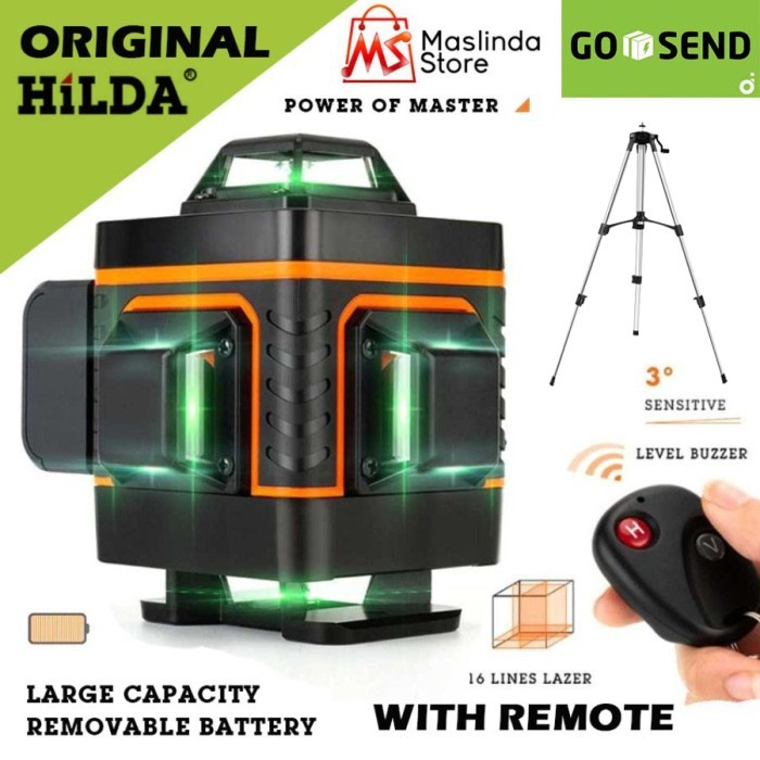 

HILDA LASER LEVEL 4D 16 Line Self Leveling Garis Pakai Remot + TRIPOD