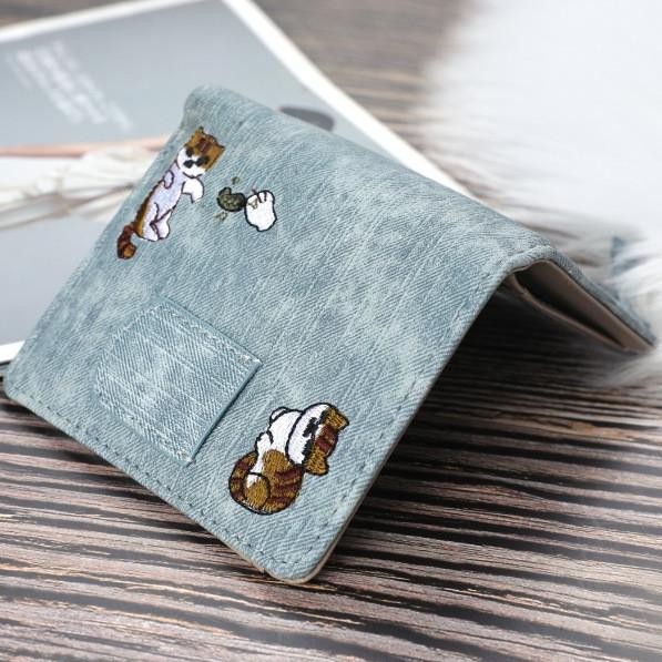 DOMPET WANITA KECIL FELICIA WA033B2 KULIT KUCING BIRU FASHION IMPORT HT