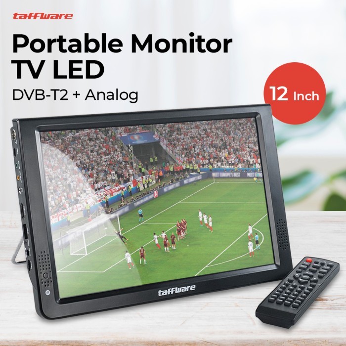 Promo Portable Tv Digital Monitor Tv 12 Inch Dvb-T2 Hitam D12 Taffware