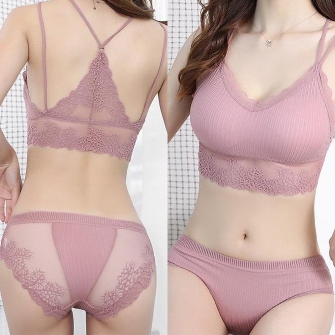 Set Bra Bh Dan Cd Celana Dalam Wanita Cewek Tanpa Kawat Kutang Sexy