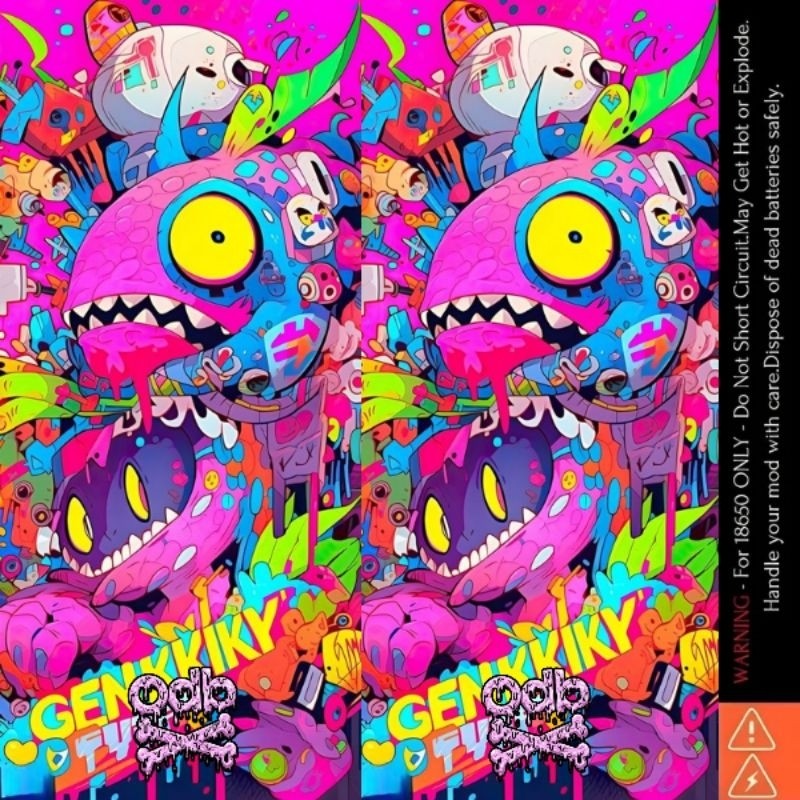 Get2pcs Jaka Stiker Wrap Baterai 18650 Odb X Abstract Monster Untuk Melindungxi Dan Mempercantik Bat