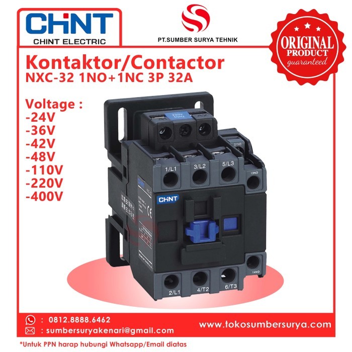 Promo Kontaktor / Contactor Nxc-32 / Nxc32 3P 32A 15Kw Chint