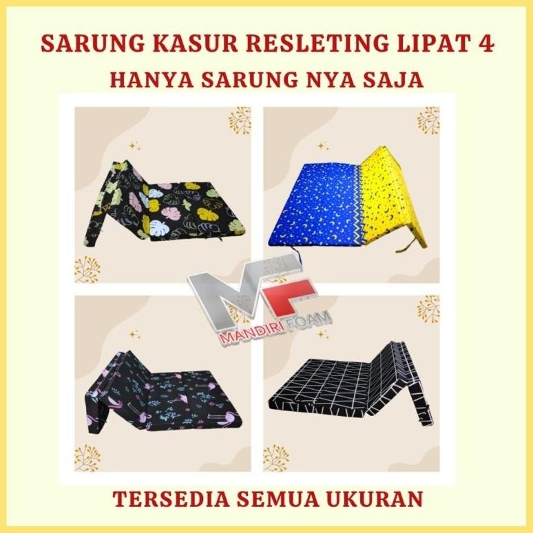 (MOTIF BARU) Sarung Kasur Lipat 4 Resleting Inoac  Tebal 5cm 10cm 15cm 20cm Sarung Kasur Lipat Inoac