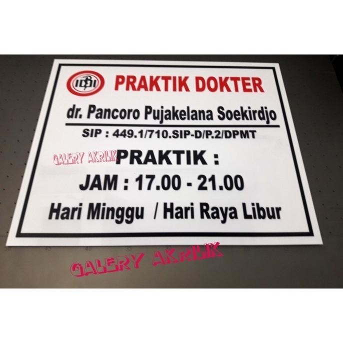 

TERLARIS - SIGN BOARD ACRYLIC SIGN LABEL AKRLIK PAPAN NAMA DOKTER 30 x 42