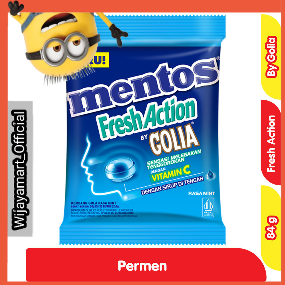 

Mentos Fresh Action by Golia Permen Rasa Mint 84 g