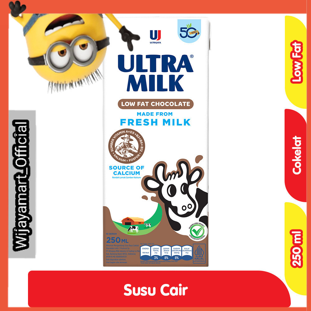 

Ultra Milk Susu UHT Rendah Lemak Cokelat Kotak 250 ml