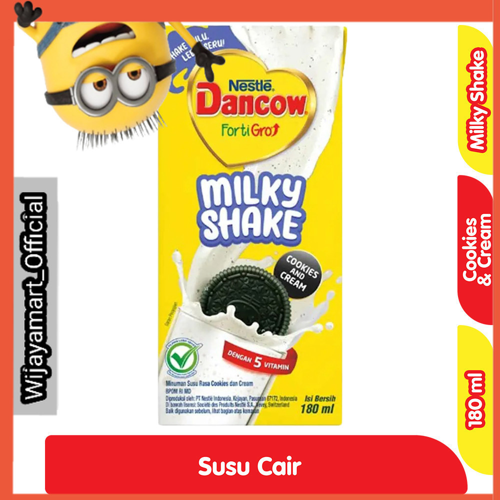 

Nestle Dancow FortiGro Milkyshake Susu UHT Cookies & Cream Kotak 180 ml