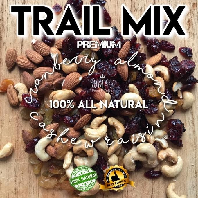 

terbaru trail mix granola mixed nut premium - almond roasted / mede oven 250gr