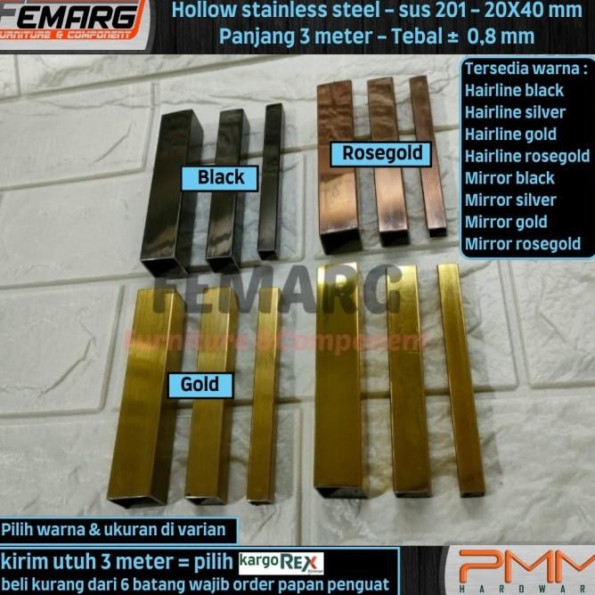 Hollow Ss Femarg 20X40Mm | Stainless Steel Sus 201 Gold Black Rosegold