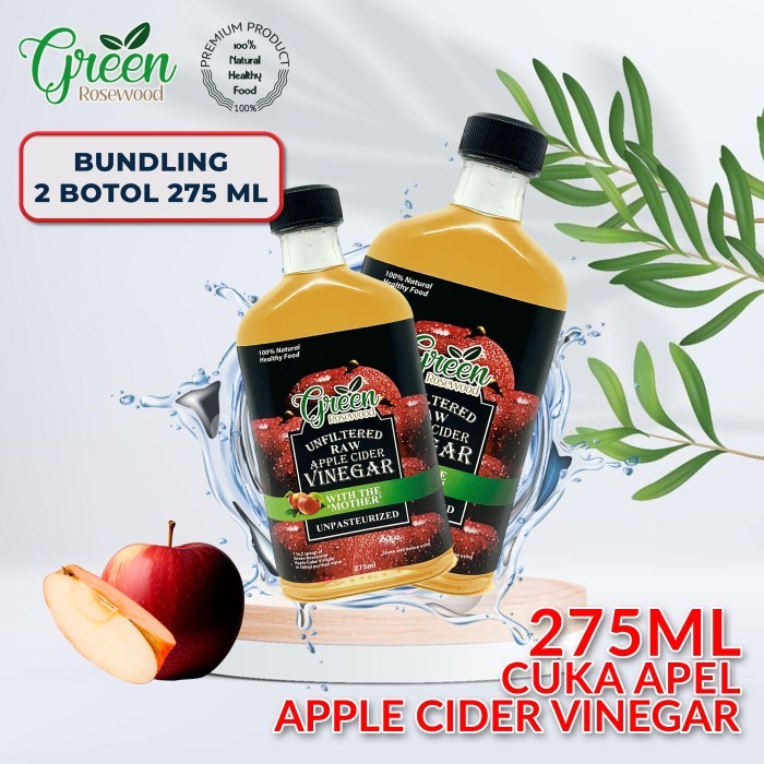 

(BUNDLING 2 BOTOL) CUKA APEL PREMIUM WITH MOTHER 275 ML - APPLE CIDER VINEGAR ( ACV ) 275ML (BOTOL