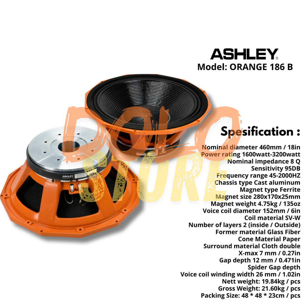 ORIGINAL SPEAKER 18 INCH ASHLEY ORANGE 186B