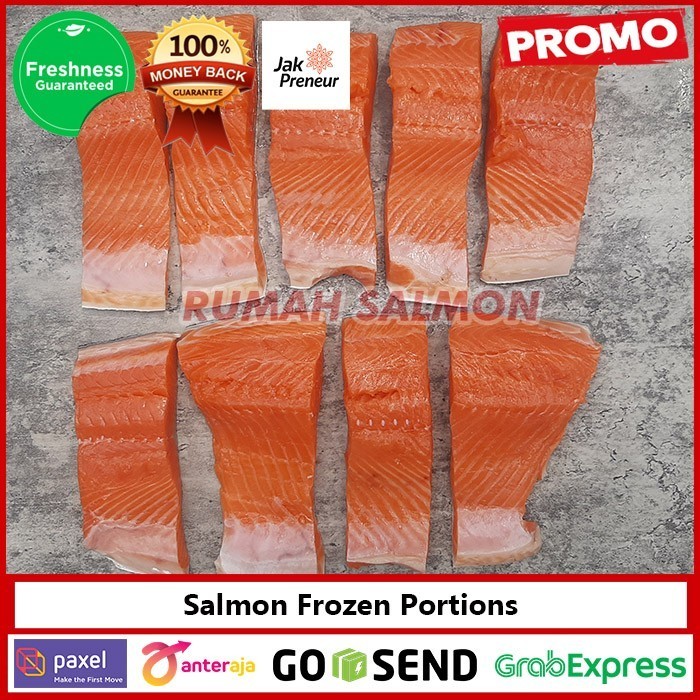 Fillet Ikan Salmon Fillet Frozen 1 Kg Portions / Salmon Beku Murah