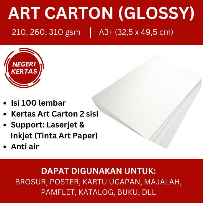 

Art Karton / Art Carton A3+ Isi 100 lembar (210/260/310 gsm) - Glossy