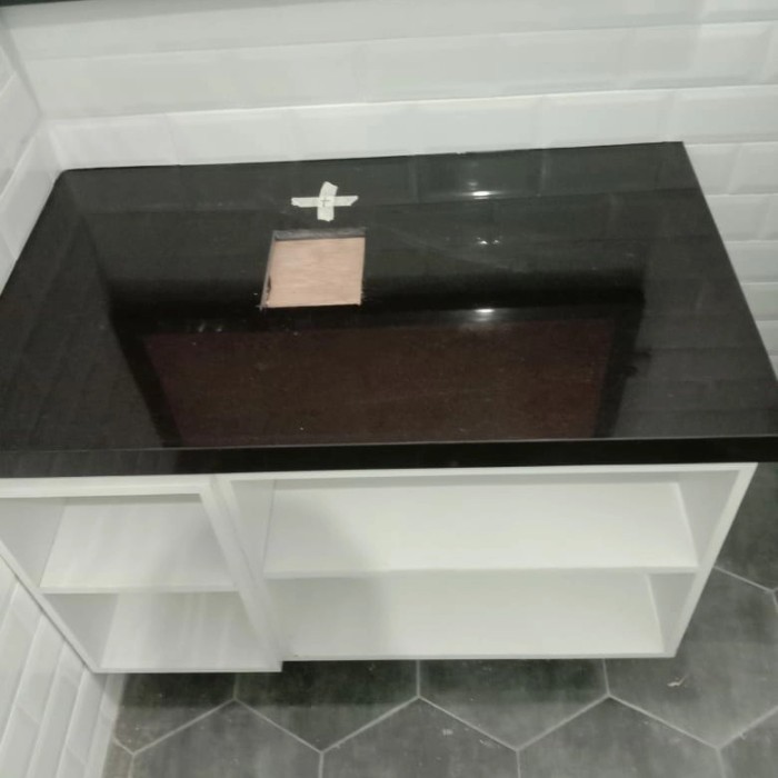 TOP MEJA GRANIT HITAM WASTAFEL CANTIK
