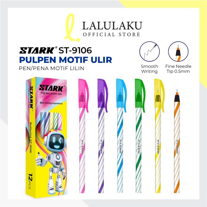 

Terbaru Pen Lilin Stark 12 Pcs Pulpen Ulir Sekolah Kantor Tinta Hitam 100% ori