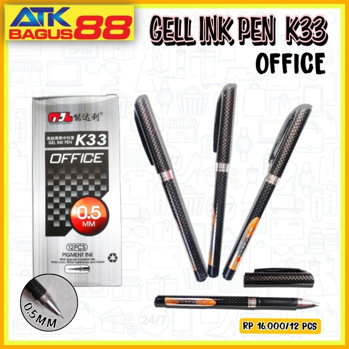 

Terbaru 12 pcs gell ink pen k33 office/pulpen/pen gell/ballpoint 100% ori