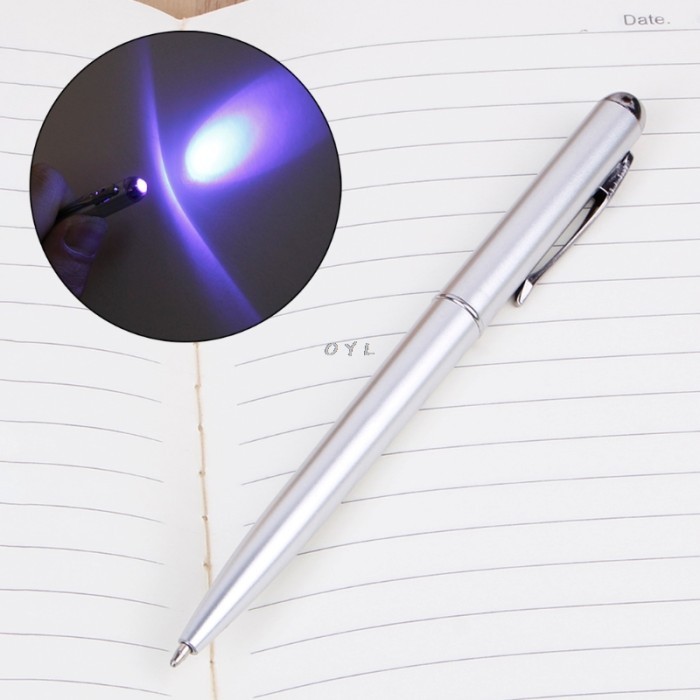 

Terbaru Creative Magic LED UV Light Ballpoint Pen Invisible Ink Secret Pen Novelty Item Gifts School