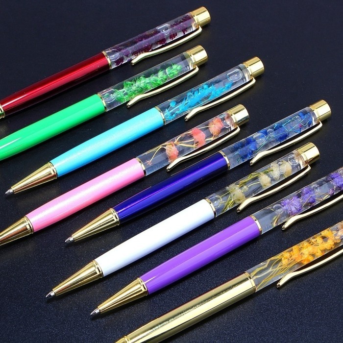 

Terbaru 1Pcs Dynamic Flower Pen Ballpoint Pen Metal Ball Pens Office 100% ori