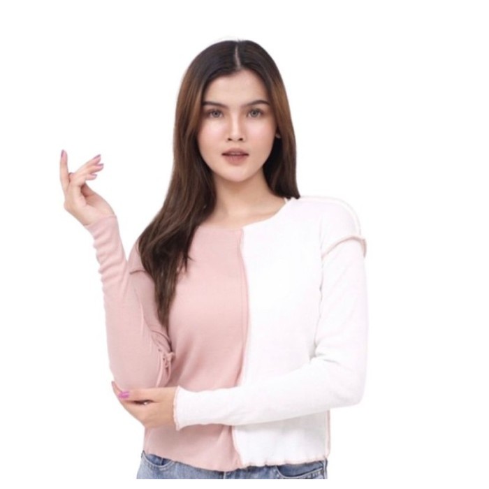Ameera Top Sweater Viral Model Terbalik Baju Korea Jahitan Terbalik
