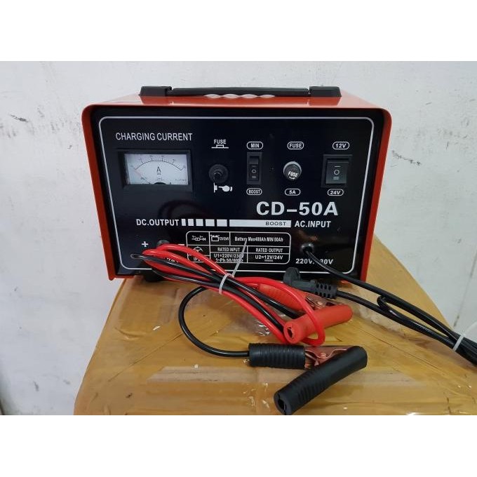 Charger Aki 50 Ampere bisa accu 12v & 24v Merk ROCIA / baterai