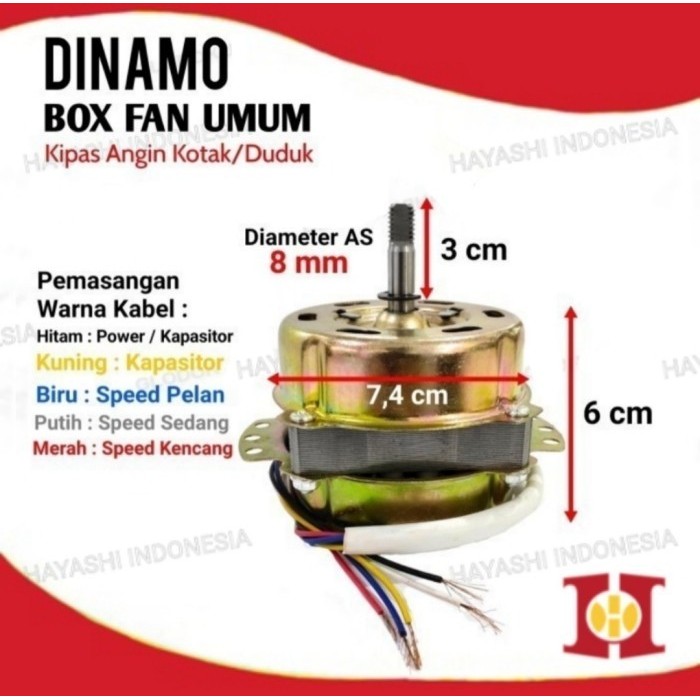 DINAMO MOTOR KIPAS ANGIN BOX FAN KOTAK DUDUK MASPION SANEX KDK RRT