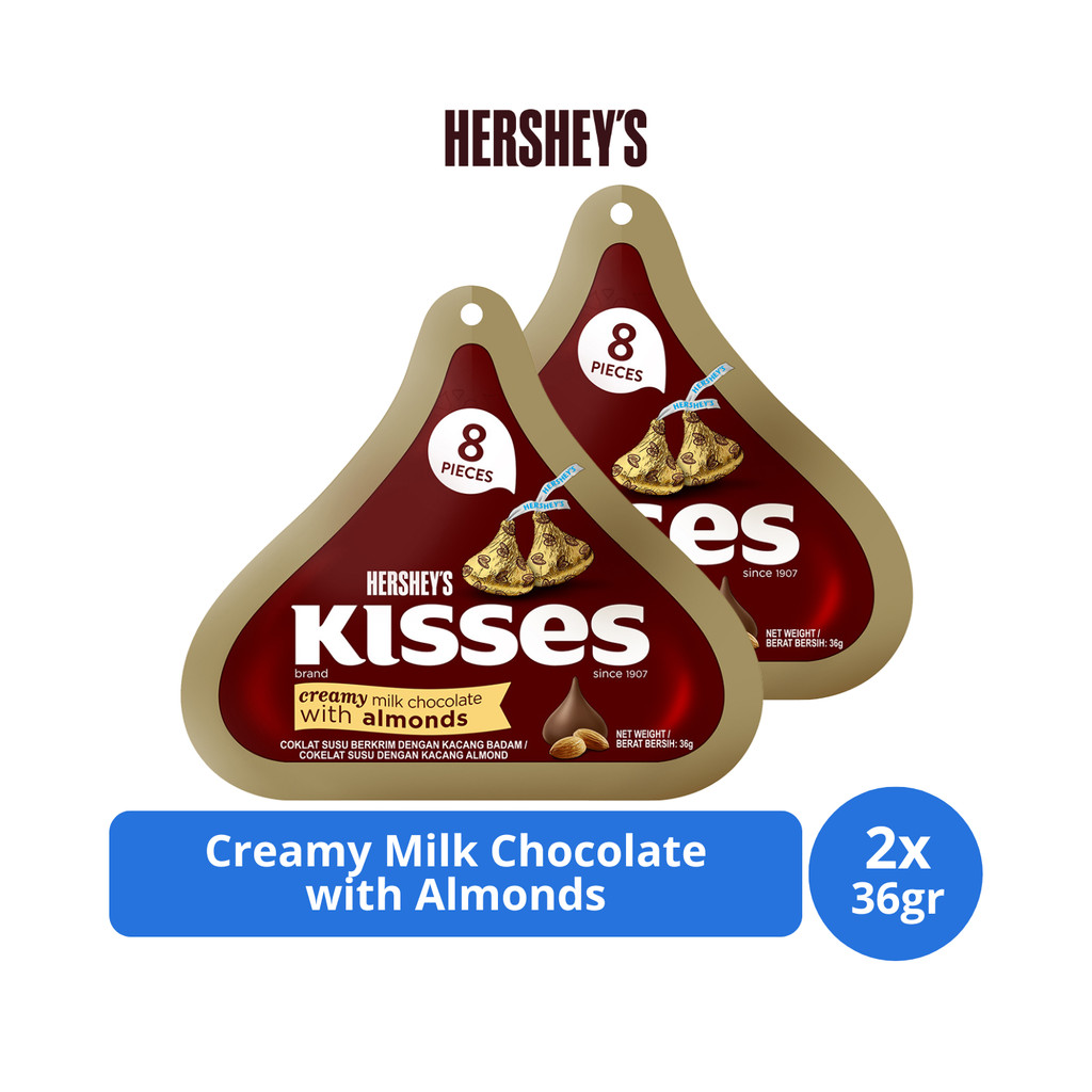 

Hershey's Kisses Creamy Milk Chocolate with Almonds 36gr x 2 pcs