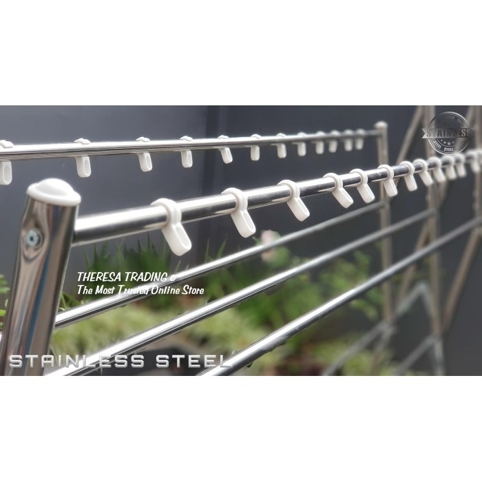 Jemuran Baju Besar Stainless Steel 12 Palang Jumbo 180 Cm Anti Karat Barangbaru