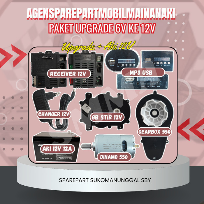 Terlaris Set Paket Upgrade Mobil Mainan Aki 6V ke 12V Mobil Mainan Aki Anak SALE